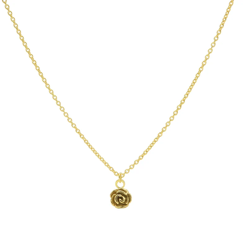 Karma 925 Sterling Silver Flower Gold-coloured Necklace T235 (Length: 38.00-45.00 cm)