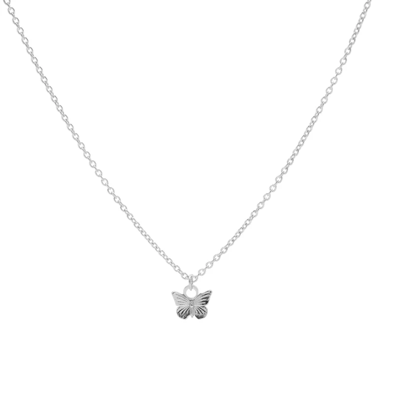 Karma 925 Sterling Silver Butterfly Necklace T230 (Length: 38.00-45.00 cm)