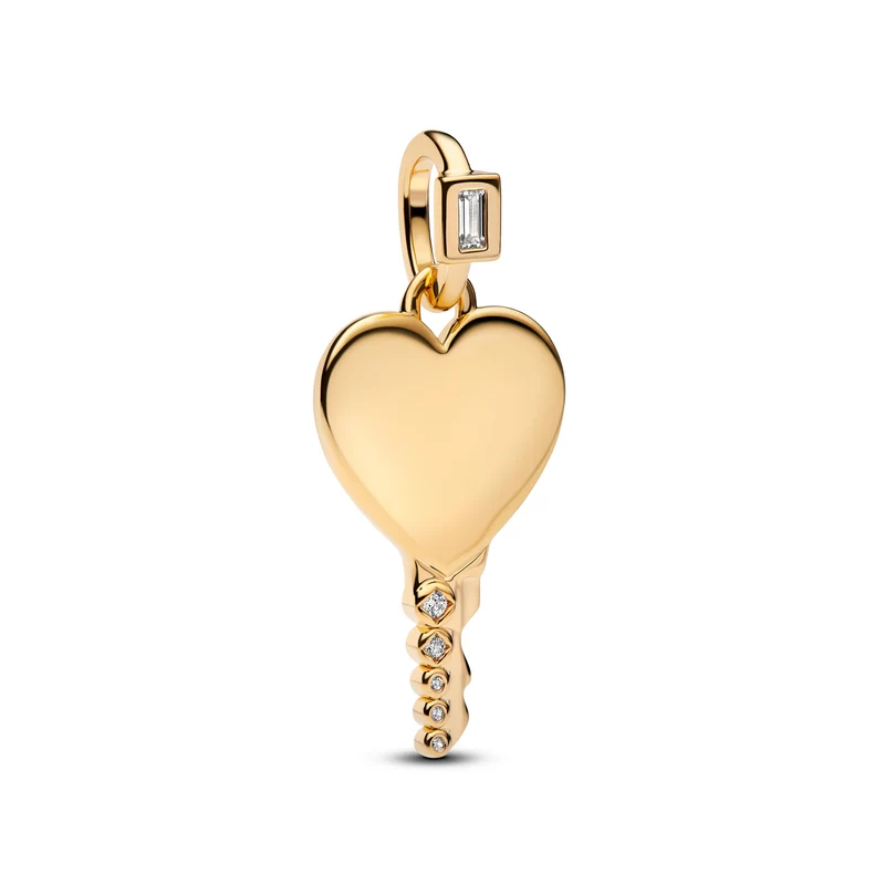 Pandora Moments Gold Plated Engravable Heart Key Shaped Pendant 364353C01