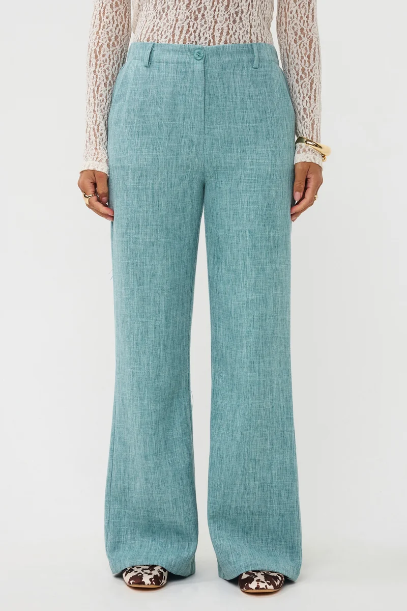 Broek Leona Turquoise Melange Tall
