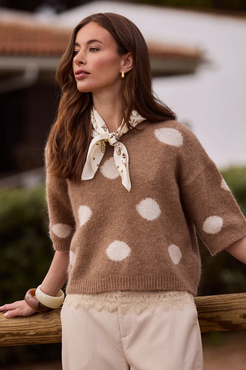 Trui Lara Dots Taupe NKF03080