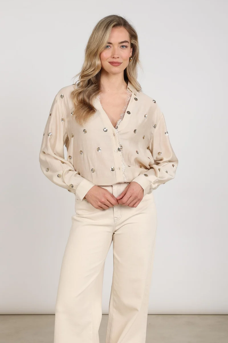 Blouse Anika Paillet Sand NKF02160