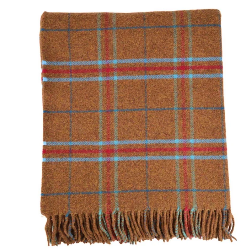 Kuuhi Schottische Tartan Wolldecke Arthur Seat | Braun-Blau-Rot Karo