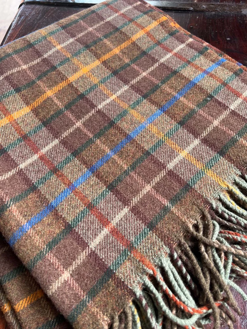 Kuuhi Schottische Tartan Wolldecke Isle of Mull | Gelb-Blau Karo