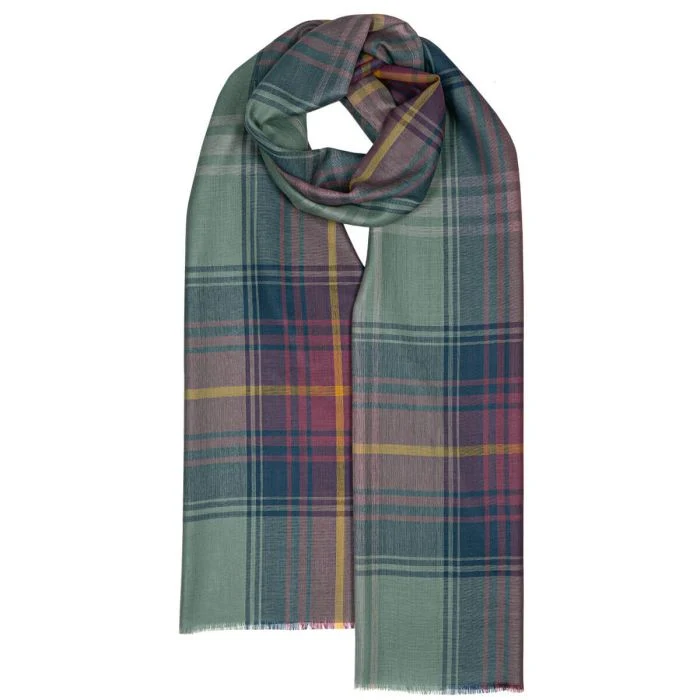 Lochcarron Merinowolle Stola | Hame Tartan Salbei