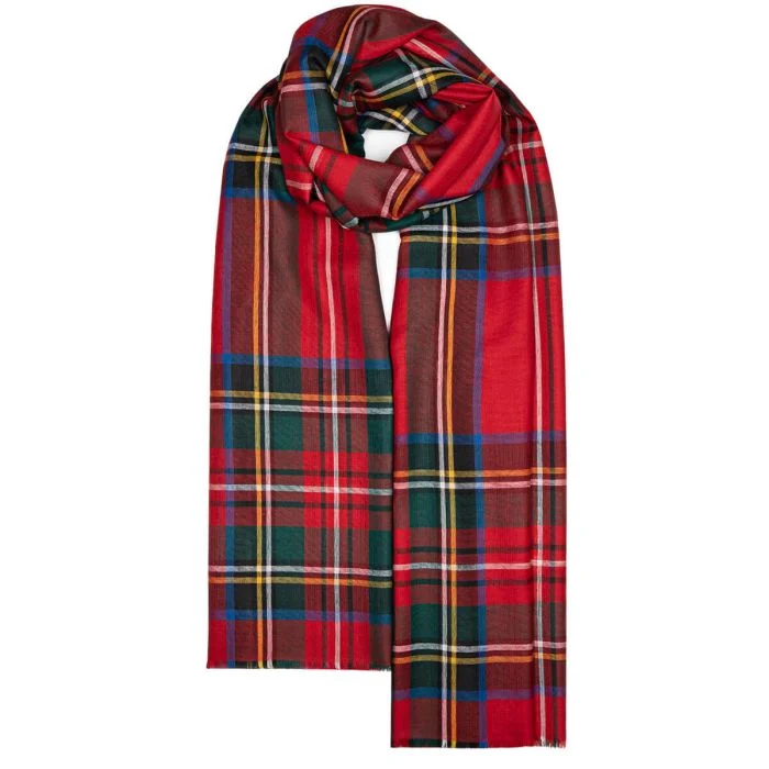 Lochcarron Extrafein Merino Stola | Royal Stewart Tartan
