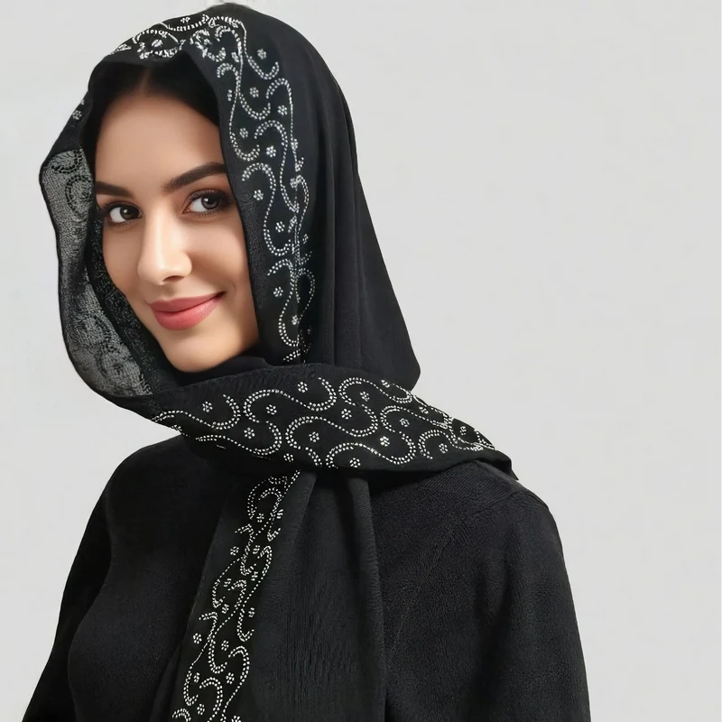 Groothandel in strass-steentjes, islamitische halvemaan arabesk sjaal/hijab