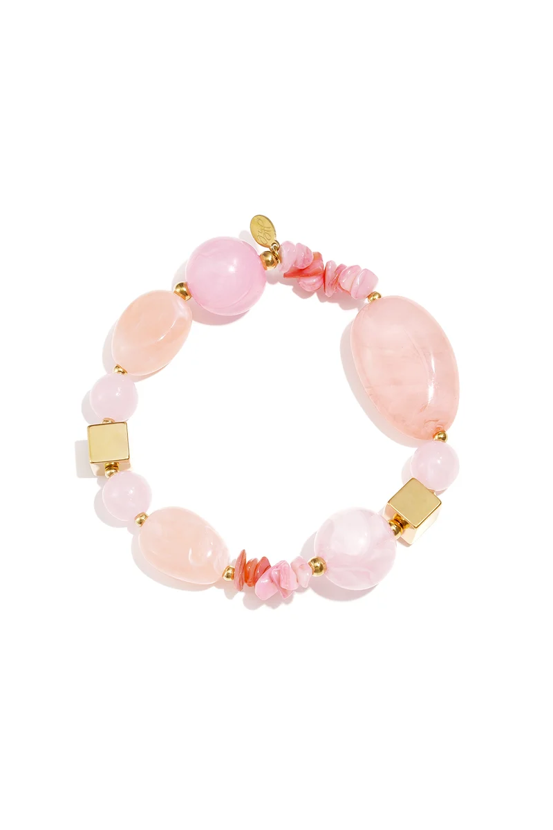 Kralenarmband Dames – Hars & RVS – Roze & Rood