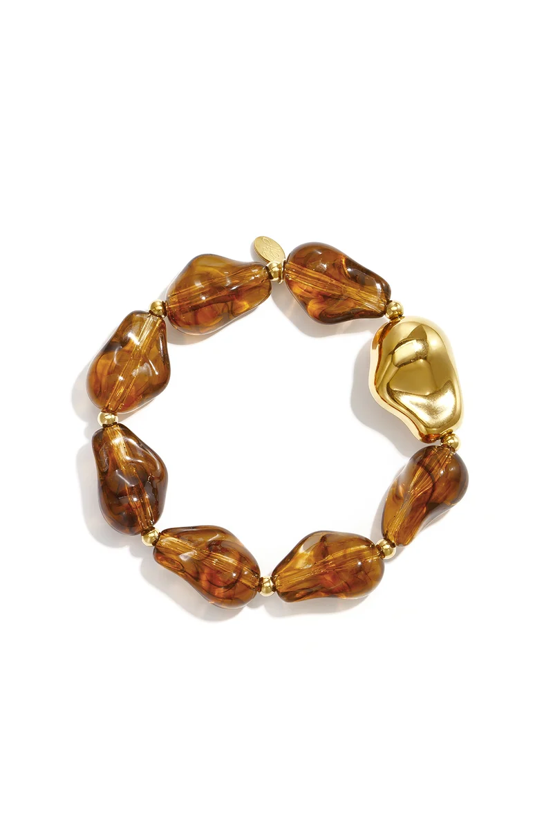 Kralenarmband Dames – Acryl & RVS – Onregelmatige Kralen
