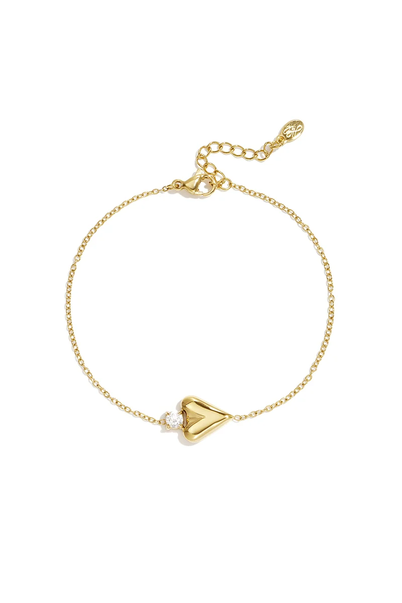 Roestvrijstalen bedelarmbanden met hartje, eenvoudige dagelijkse serie, dames sieraden