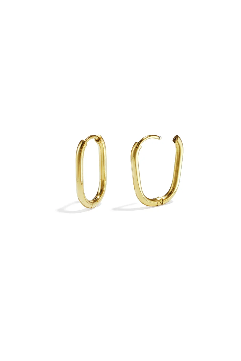 Onregelmatige Rechthoekige Oorbellen Dames – RVS – Goud & Zilver