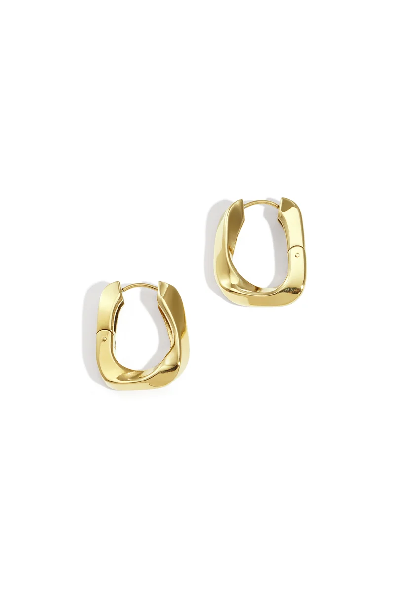 Rechthoekige Oorbellen Dames – RVS – Goud & Zilver