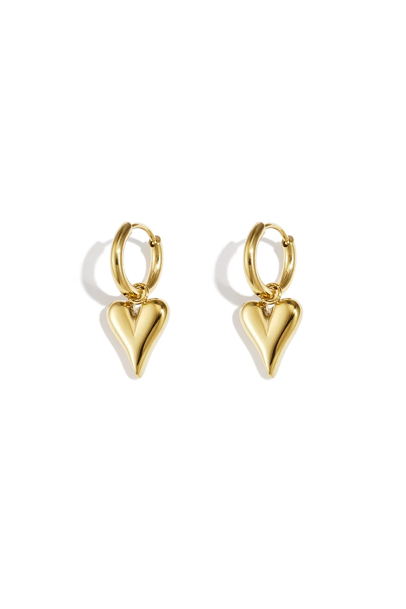 Hangende Hart Oorbellen Dames – RVS – Goud & Zilver