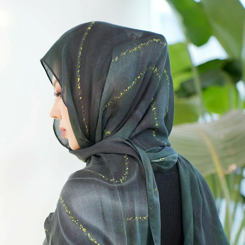 Groothandel Arabische moslimvrouwen hoofddoek gouden glitter hijab
