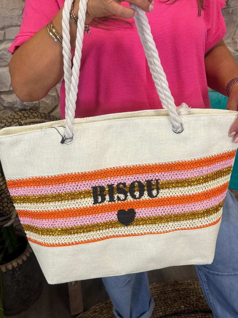 Strandtas Summer Vibes Beige Oranje