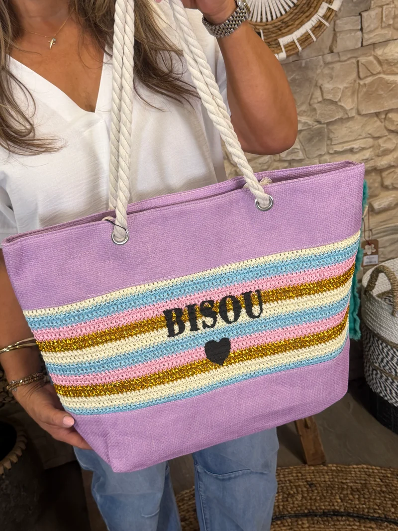 Strandtas Summer Vibes Lila Roze