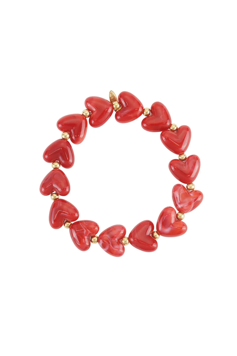 Kralenarmband met Hartje – Acryl & RVS – Meerdere Kleuren