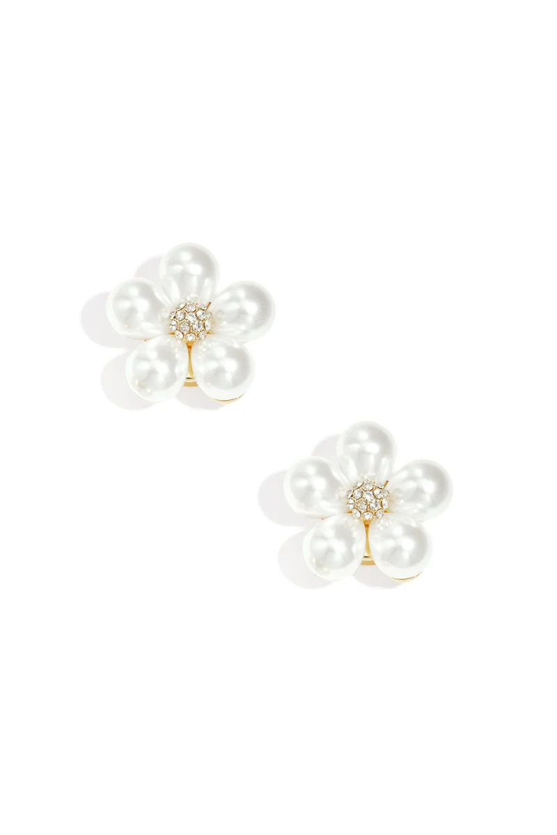 Witte Manchetknopen met Bloem – Dames Accessoire
