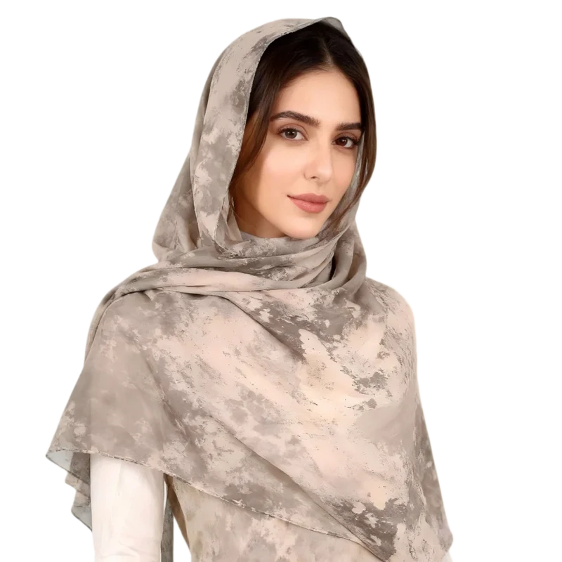Groothandel luxe hijab sjaal met abstracte aquarelprint