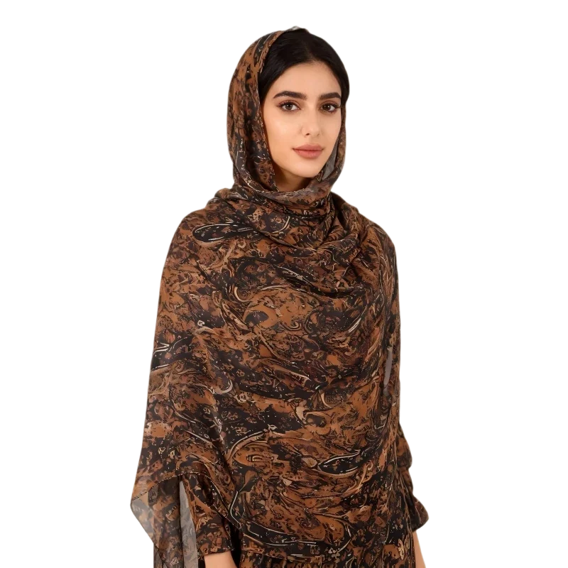Groothandel elegante paisley sjaal met bloemenprint van chiffon hijabs