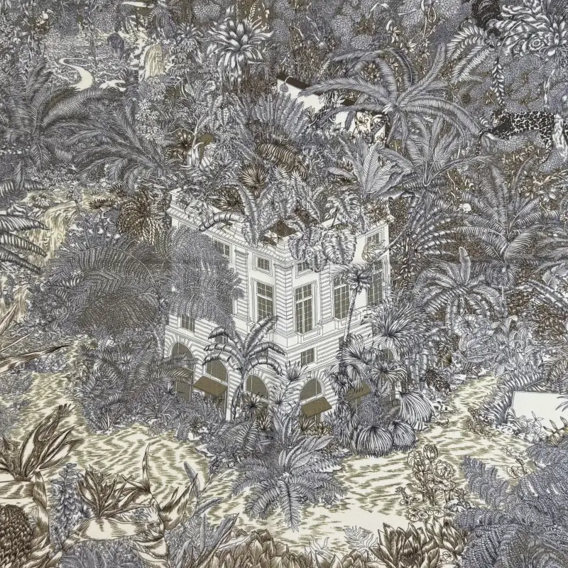 Groothandel dames sjaal van zijde met tropische jungleprint en digitaal bloemendesign