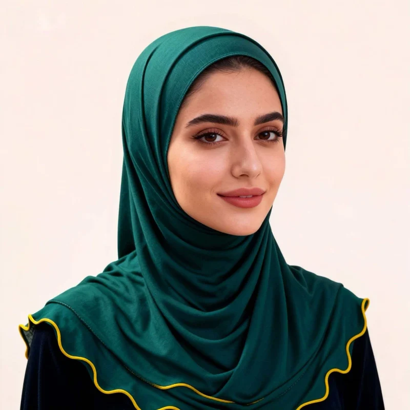 Groothandel Premium Jersey Hijab Gerimpelde Gouden Rand Bescheiden Sjaal