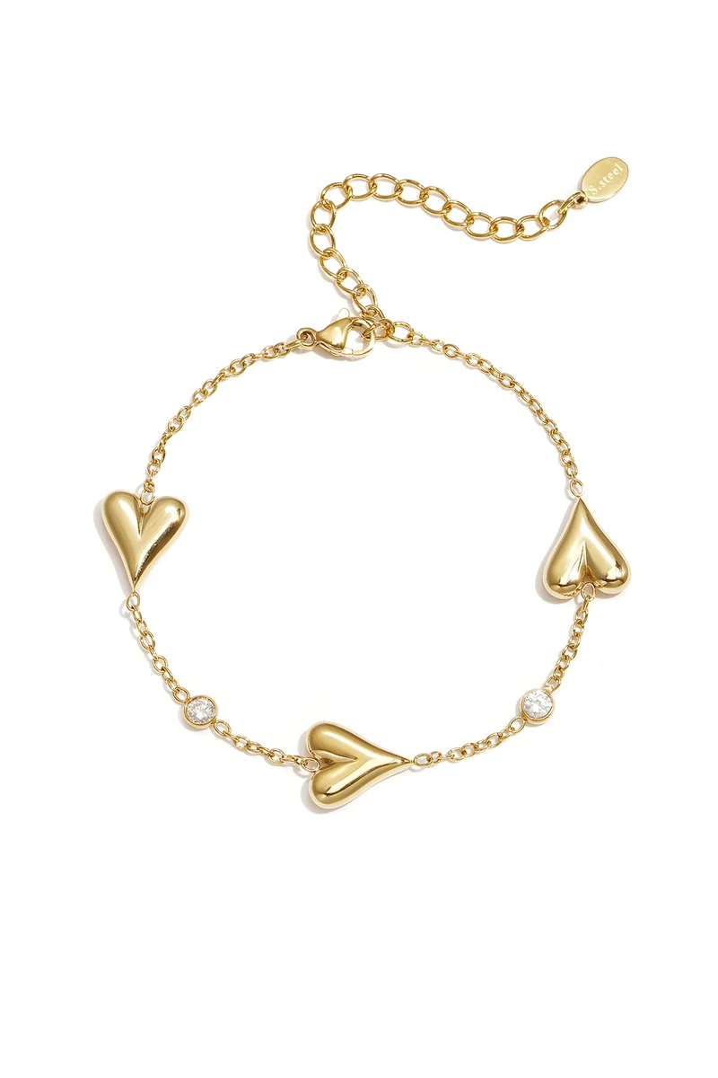 Hart Armband met Zirkoon Dames – RVS – Goud & Zilver