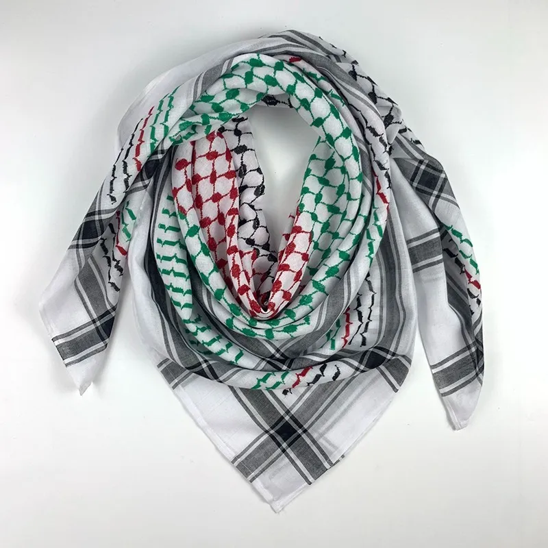 Groothandel Kufiya Sjaal Arafat Keffiyeh met grote veren kwastjes