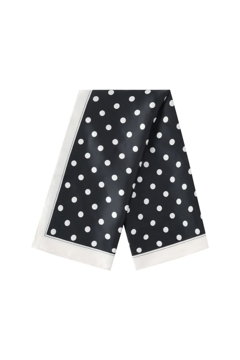 Dames Sjaal met Stippen – Donkerblauw & Zwart – Lichtgewicht