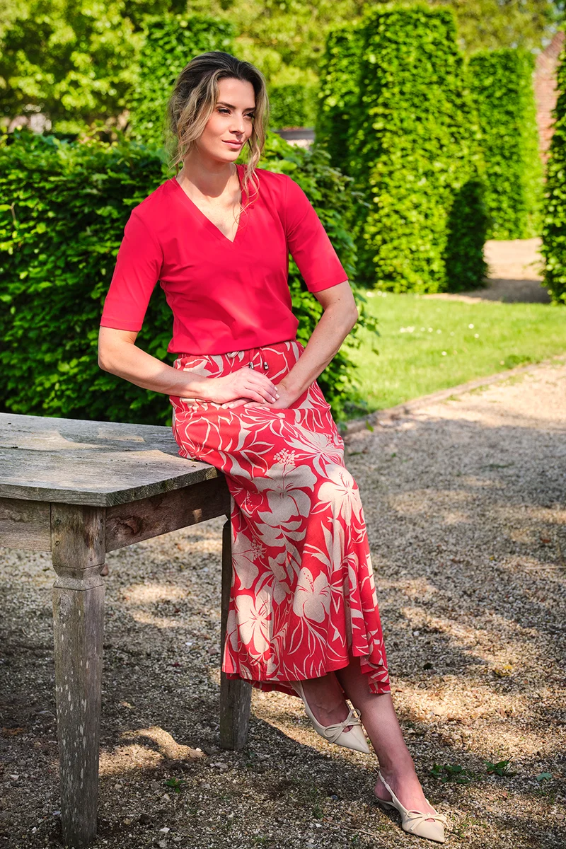 Rok Tropical Hibiscus Print Red 202849