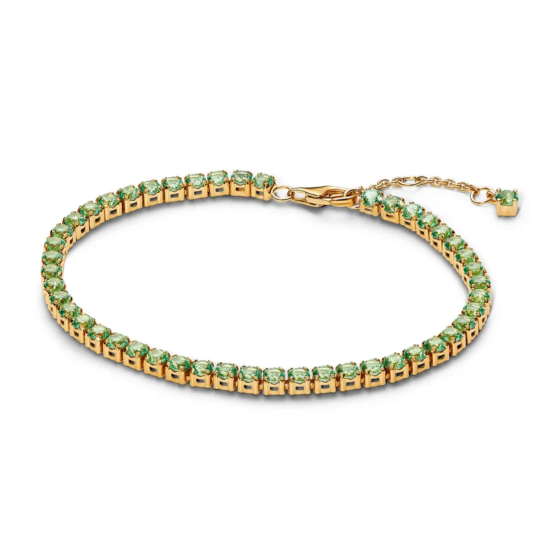 Pandora Timeless Gold Plated Sprankelende Groene Tennisarmband 561469C02-18