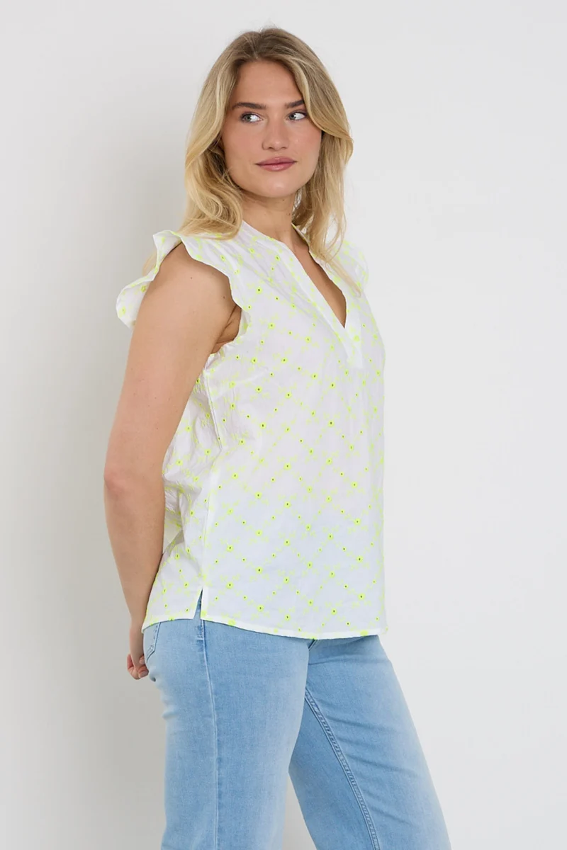 Blouse Fqalisa Brilliant White Sharp Green 208319