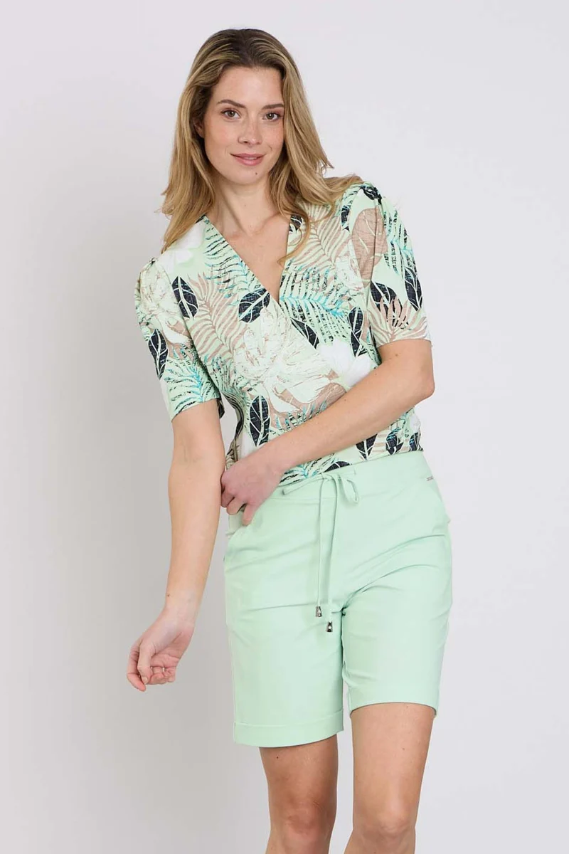 Travel Top Wrap Botanical Print Pistachio 202838