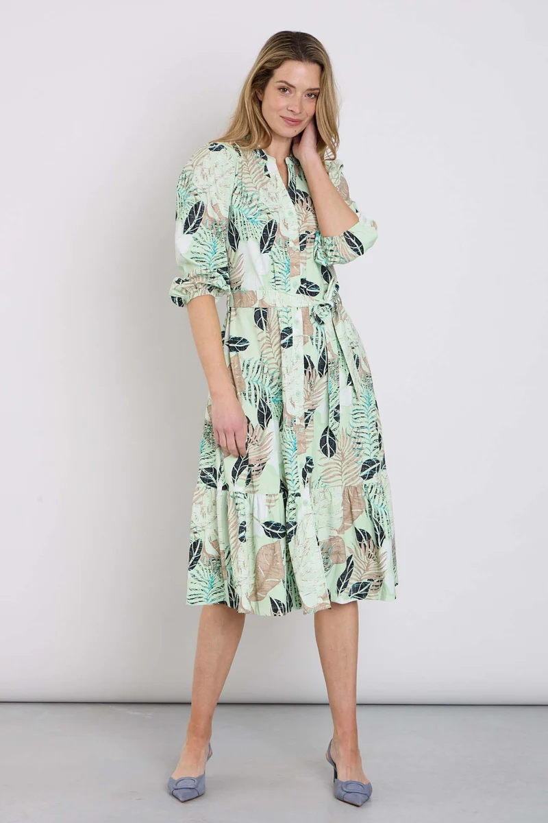 Travel Jurk Botanical Print Pistachio 202808