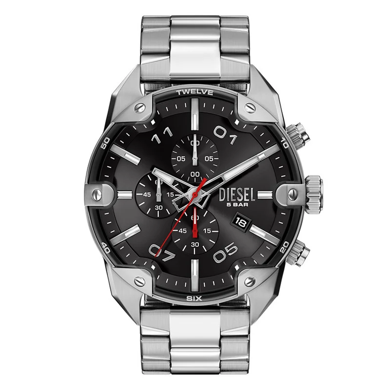 Diesel Spiked Round Black Dial Watch DZ4709