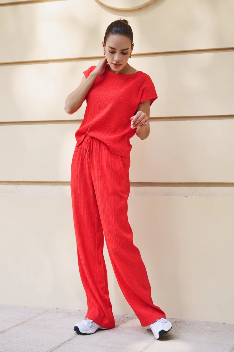 Broek Fancy Crinkle Red HS26.10235