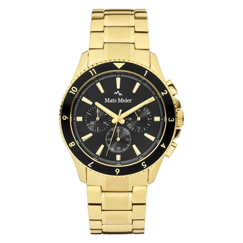 Mats Meier Ponte dei Salti Chronograaf Herenhorloge Goudkleurig en Zwart MM00509