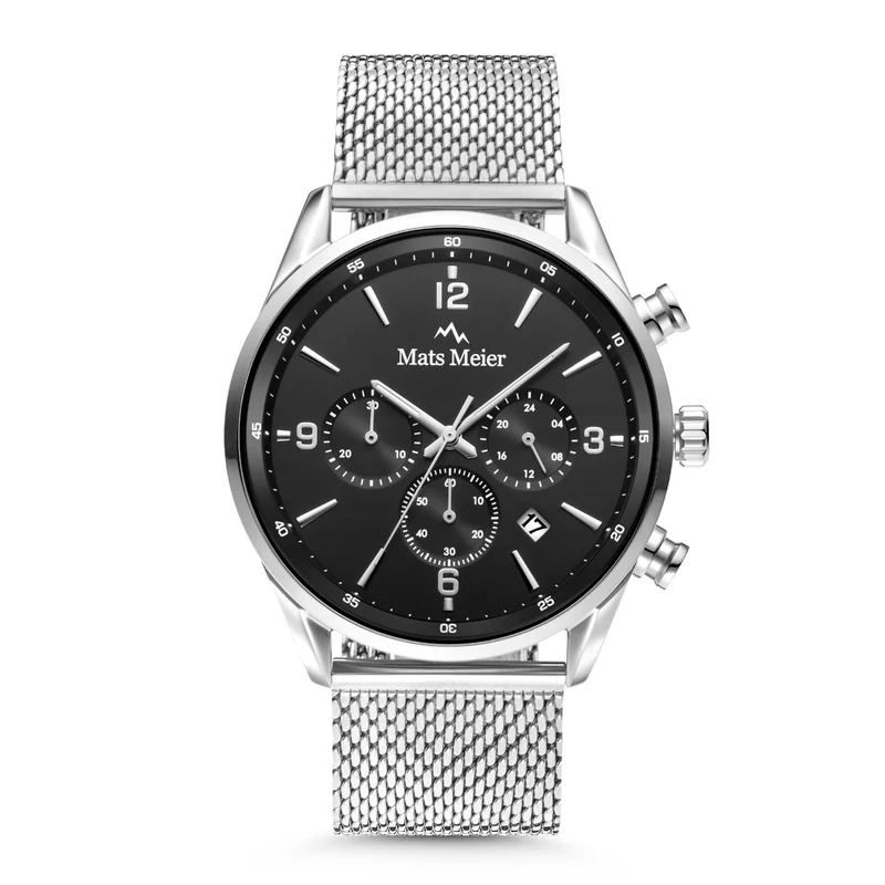 Mats Meier Grand Cornier Chronograaf Herenhorloge Zilverkleurig met Zwart MM00132