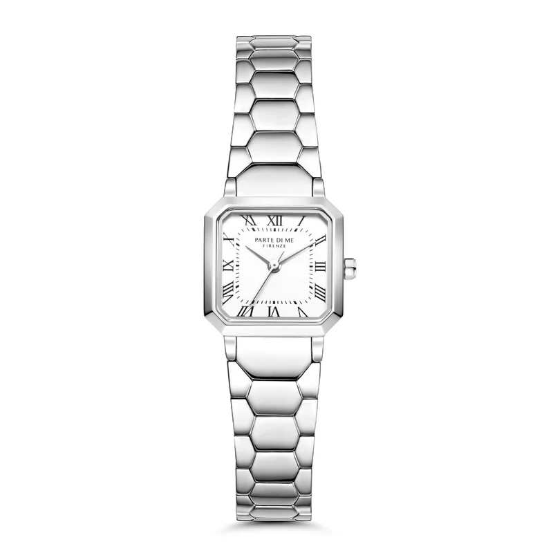 Parte di Me Orologio vierkant dameshorloge zilverkleurig en wit PDM09027