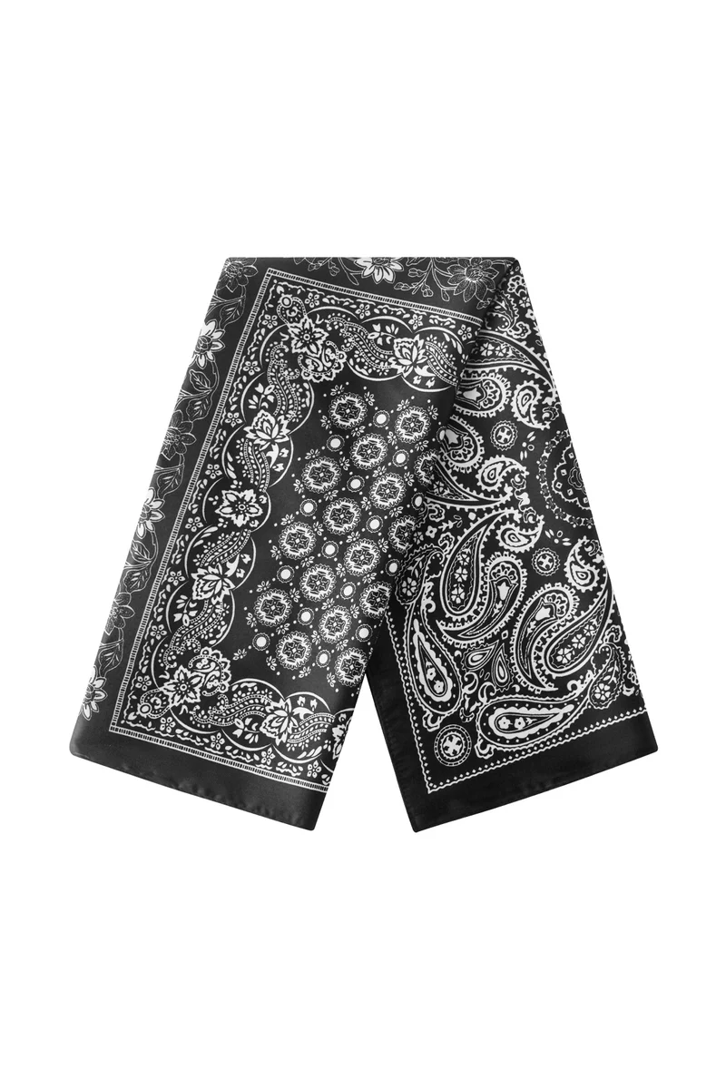 Zwarte Dames Sjaal met Paisleyprint – Lichtgewicht