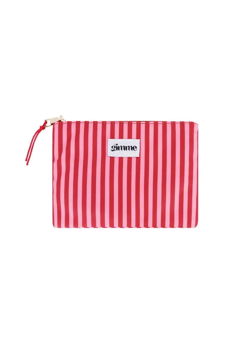 Flat Stripe Toiletry Bag – Pink Red