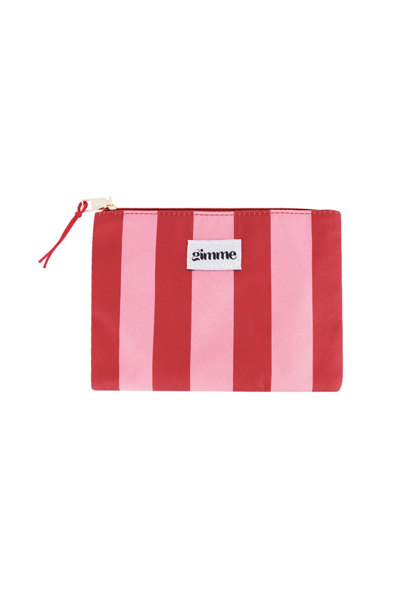Flat Stripe Toiletry Bag – Pink Red