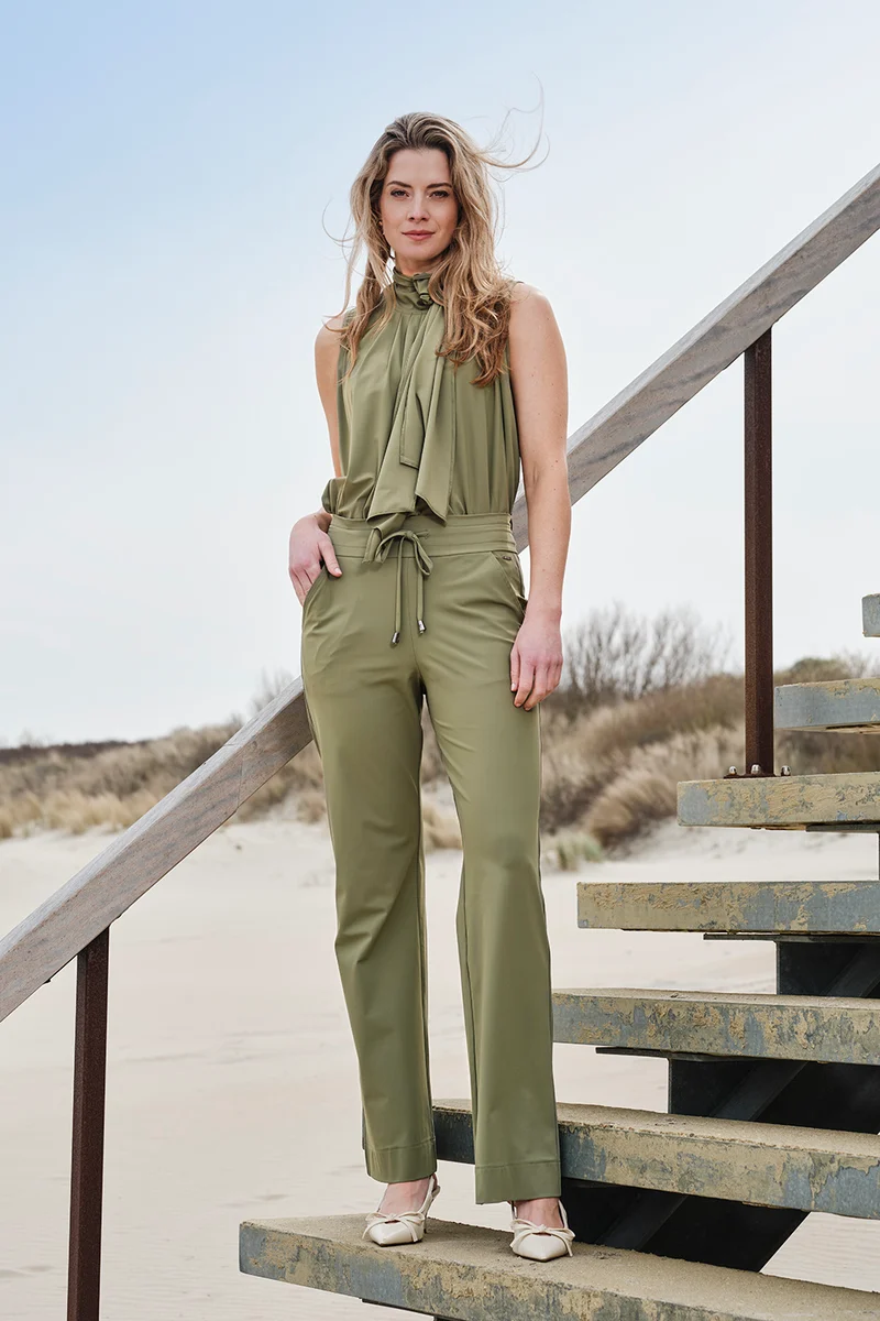 Travel Blouse Bow Olive 202830