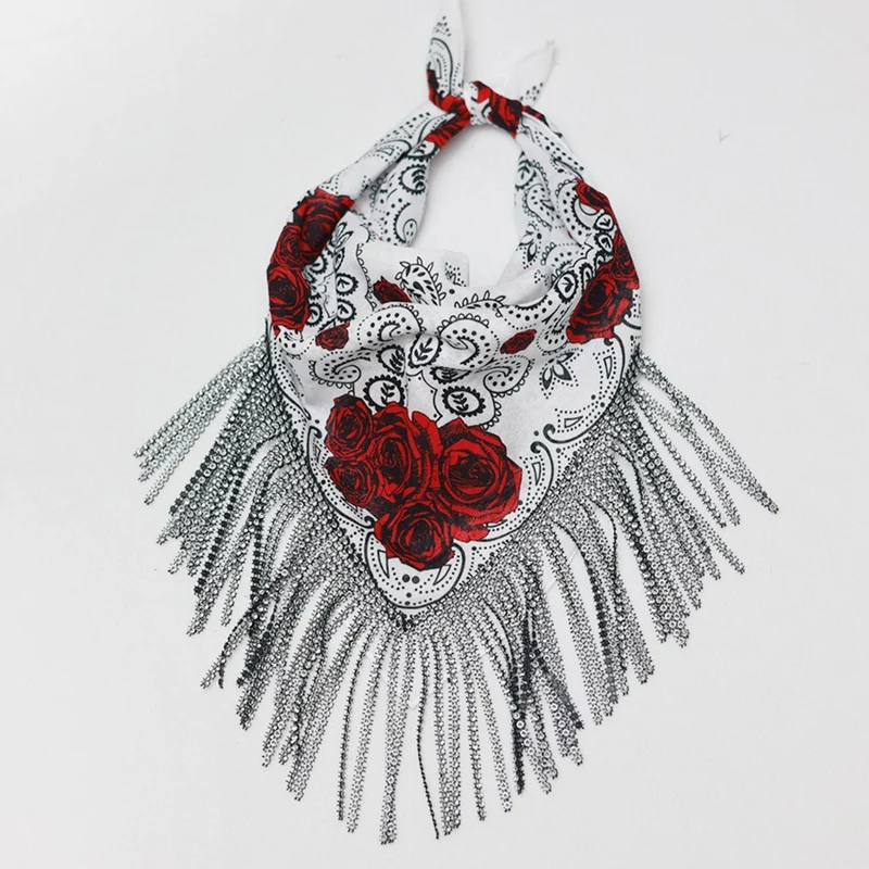 Maker Heavy Tassel Imitatie Diamant Mode Sjaal - Hip Hop Straatfeest Kostuum Accessoires