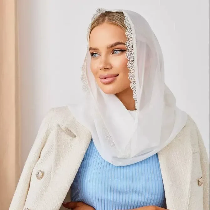 Fabrieks Chiffon Kant Effen Hoofddeksel - Modieuze High-end Bruiloft Kerk Hoofddeksel