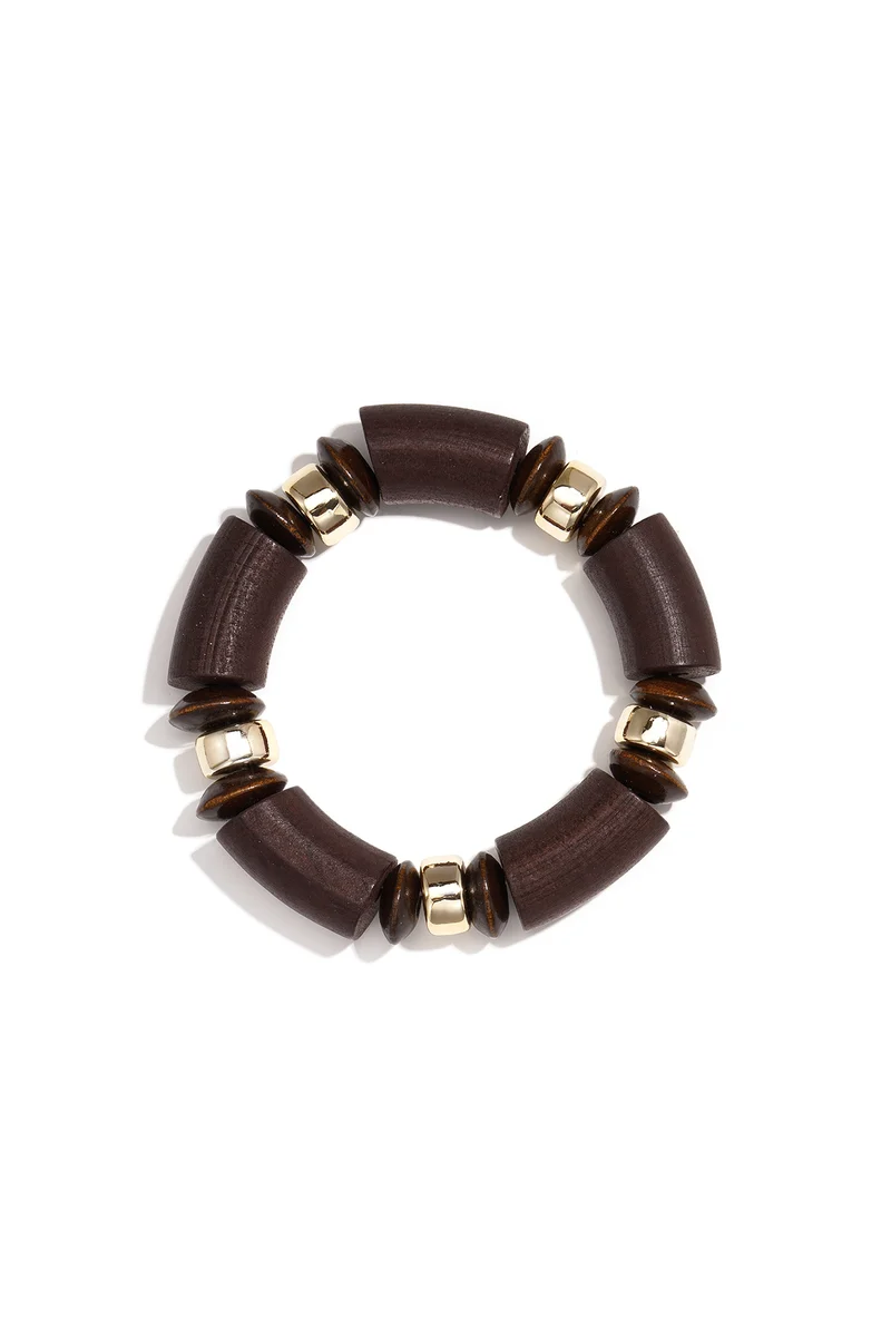 Houten Kralenarmband Retro – Bruin | Unisex