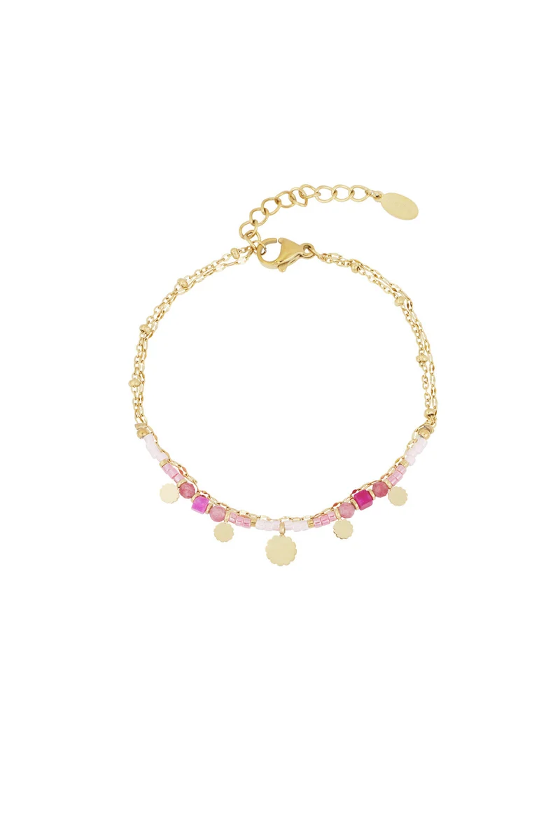 Rosé Reverie Armband | Roze Bedels & Roestvrij Stalen armband