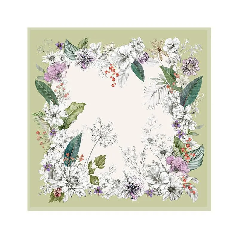 100% zijden bloemensjaal voor vrouwen, op maat gemaakt, groothandel 33.8 inch