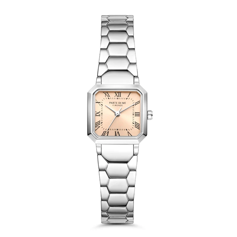 Parte di Me Orologio vierkant dameshorloge zilverkleurig en taupe PDM09028
