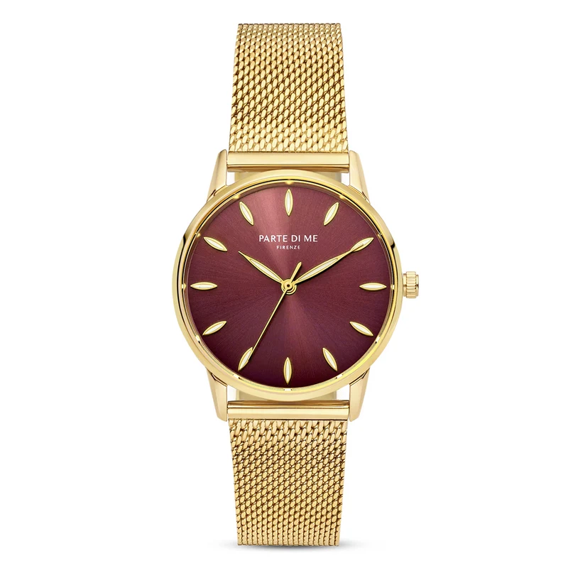 Parte Di Me Orologio rond dames horloge goudkleurig en donkerbruin PDM09055